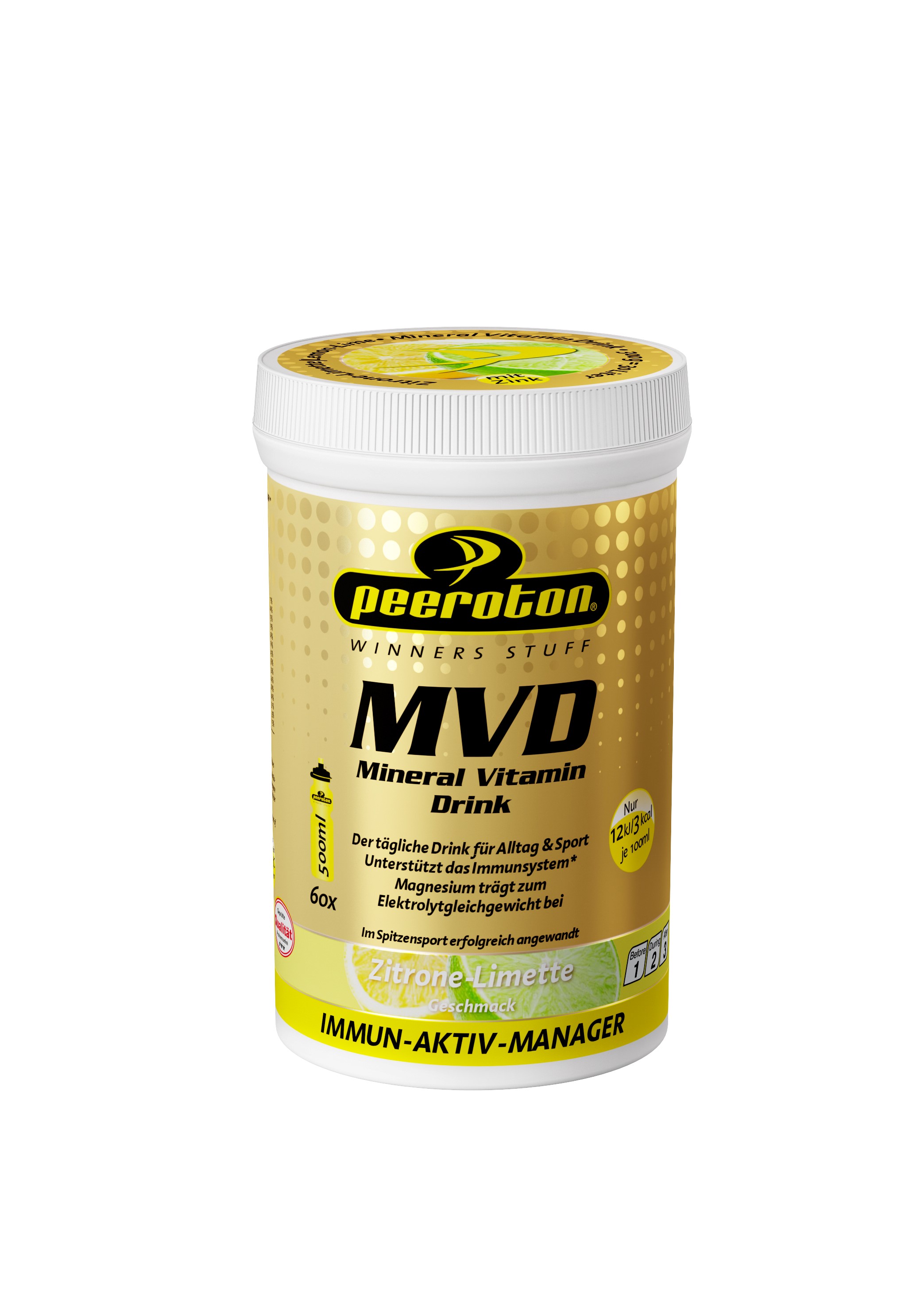peeroton MVD Mineral Vitamin Drink MHD 01.08.2024 Zitrone Limette 300 Gramm