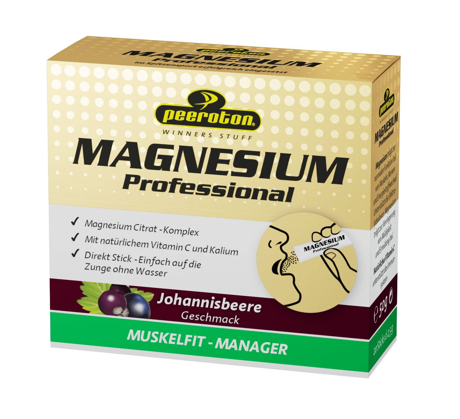 peeroton Magnesium Sticks 20 x 2,5 Gramm MHD 01.09.2024 Johannisbeere