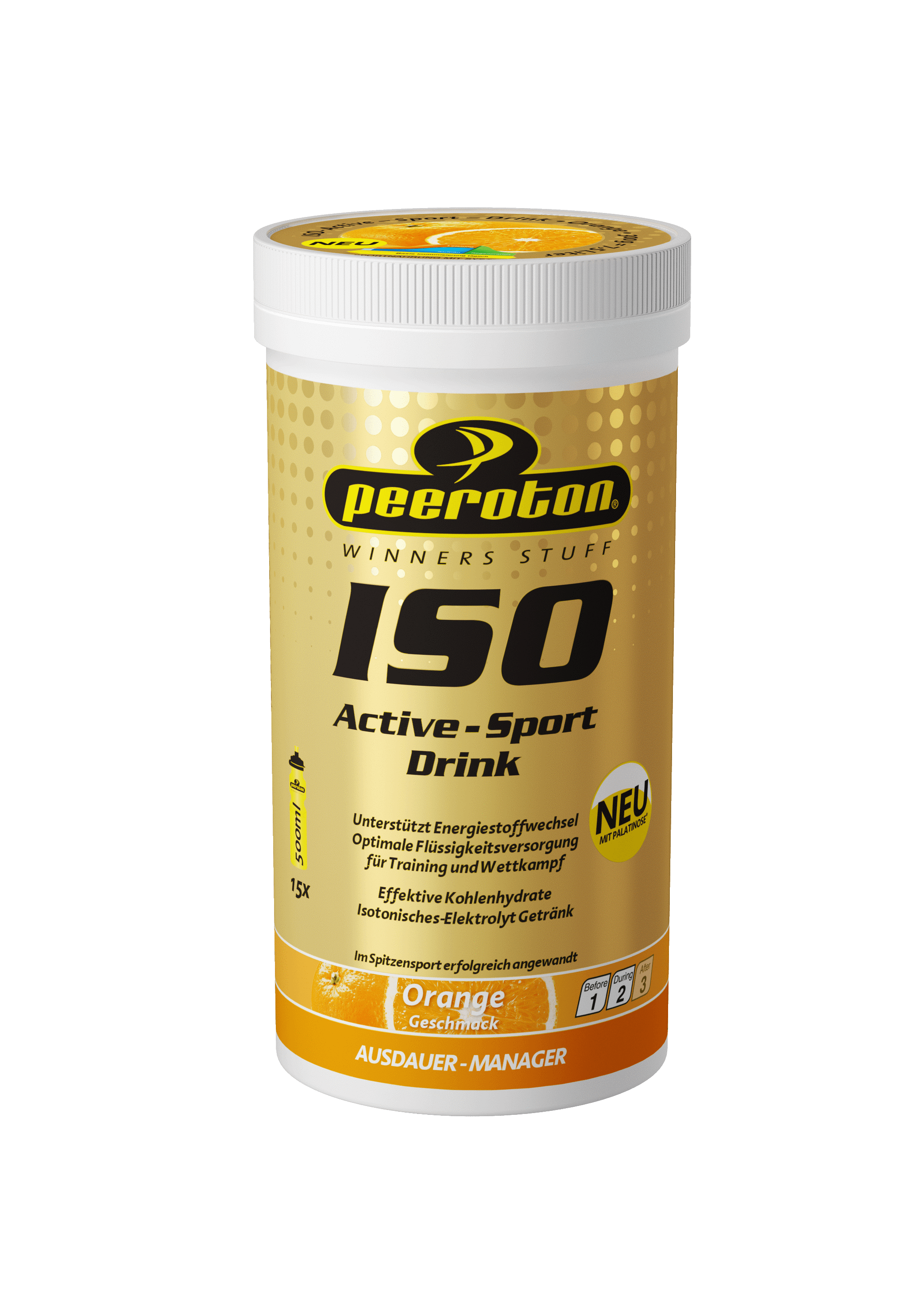 peeroton Iso Active-Sport Drink MHD 01.03.2024 Orange 300 Gramm Dose