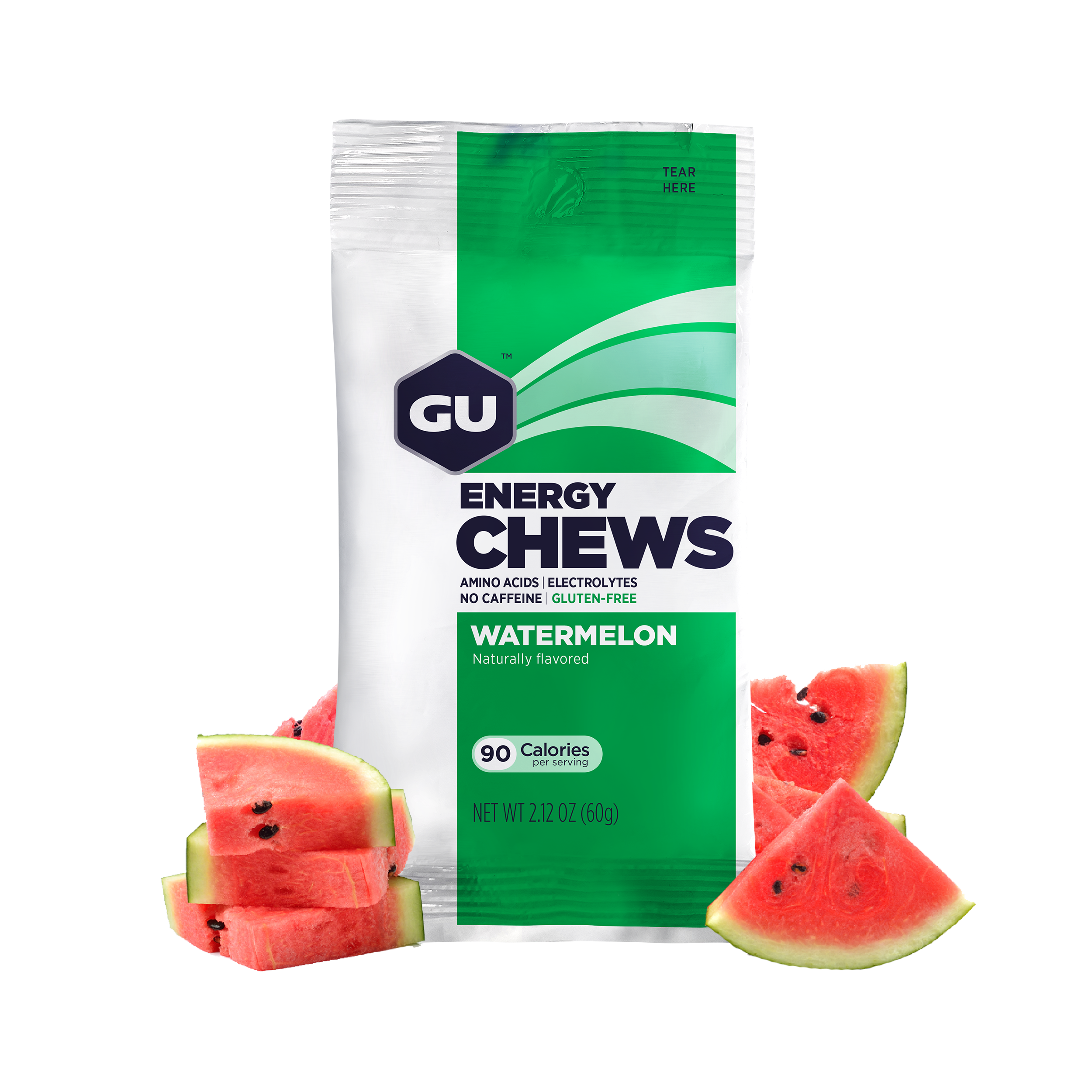GU Energy Chews Fruchtgummis 12 x 60 Gramm MHD 08.02.2024 Watermelon Wassermelone
